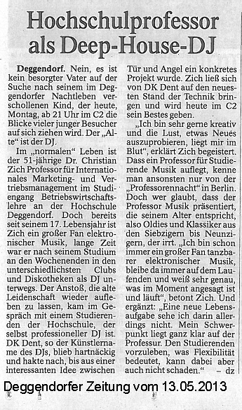 Artikel in der Deggendorfer Zeitung 13.05.2013
