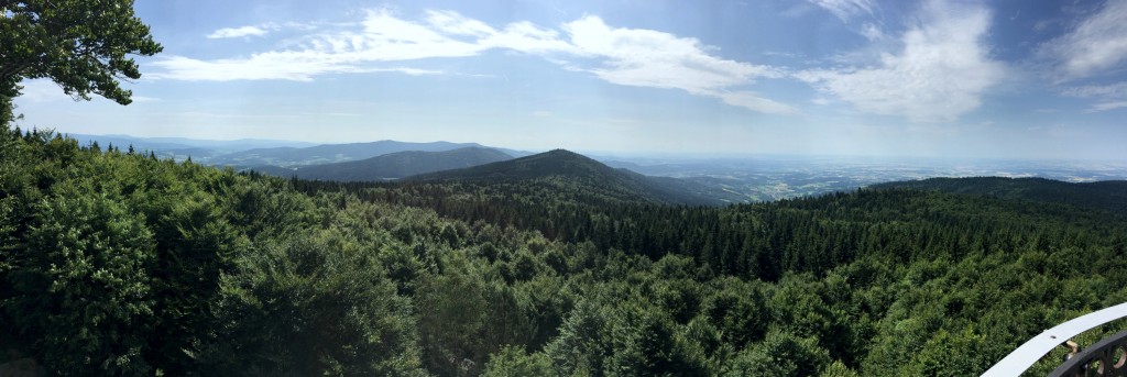 Panoramablick vom Hirschenstein aus auf das Bernrieder Tal