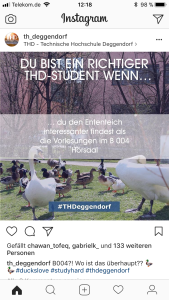 Ein Post auf dem Instagram-Account der technischen Hochschule Deggendorf