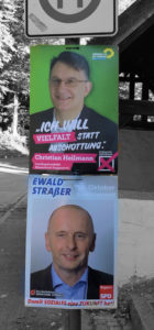 Wahlplakate der Grünen und der SPD